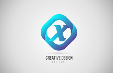blue gradient X alphabet letter icon logo. Creative design for company