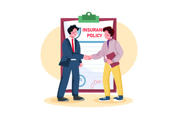 Insurance Policy Illustration Concept. Flat illustration isolated on white background.