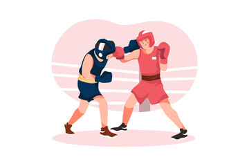 Boxing Sport Illustration Concept. Flat illustration isolated on white background.