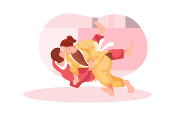 Judo Sport Illustration Concept. Flat illustration isolated on white background.