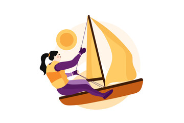 Sailing - Sport Illustration Concept. Flat illustration isolated on white background.