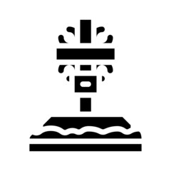 christian cross on grave glyph icon vector. christian cross on grave sign. isolated contour symbol black illustration