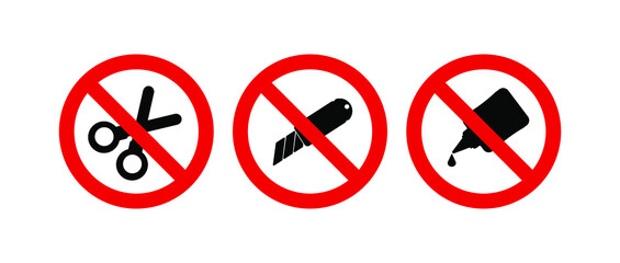 No cut and glue sign. Vector icon. - obrazy, fototapety, plakaty