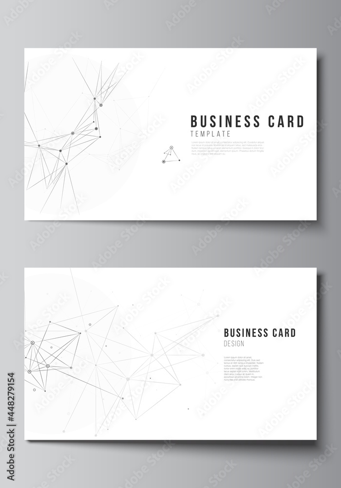 Poster vector layout of two creative business cards design templates, horizontal template vector design. gr