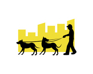 person with dog vector silhouette