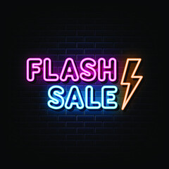flash sale neon sign. design element. light banner. 