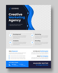Obraz premium Corporate business flyer template design with blue color. marketing, business proposal, promotion, advertise, publication, cover page. digital marketing agency flyer design. new business flyer design