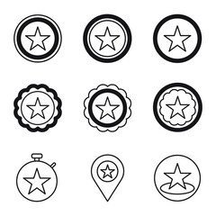 Stars in circle icon set. Stars in circle pack symbol vector elements for infographic web