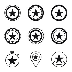 Stars in circle icon set. Stars in circle pack symbol vector elements for infographic web