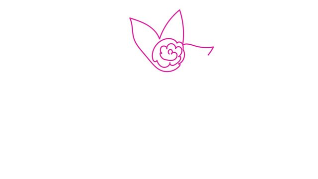 Self, drawing, animation continuous single drawn one line rose, flower drawn by hand picture silhouette.