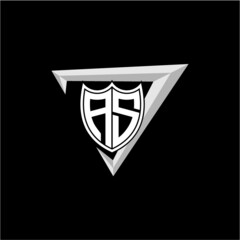 initial letter A S shield shape with triangular decoration
