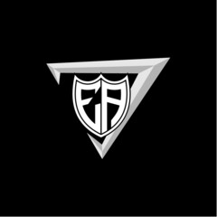 initial letter E A shield shape with triangular decoration