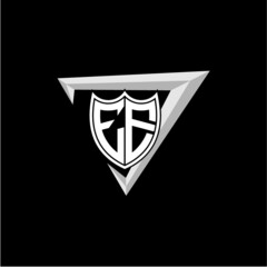 initial letter E E shield shape with triangular decoration