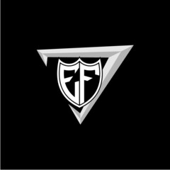 initial letter E F shield shape with triangular decoration