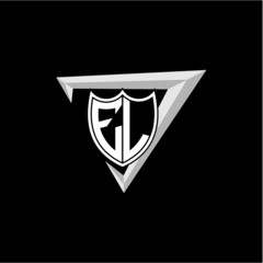 initial letter E L shield shape with triangular decoration