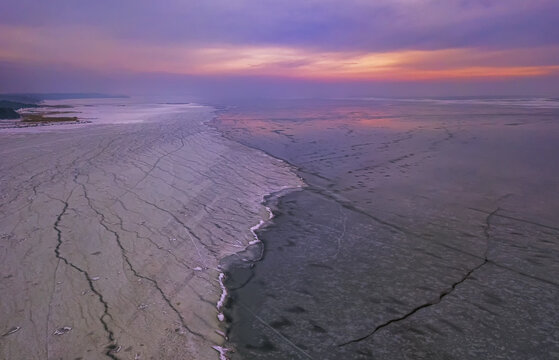 sunrise in the winter beach