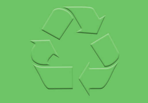 Símbolo de reciclaje verde en fondo verde.