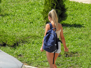 woman walking in the park