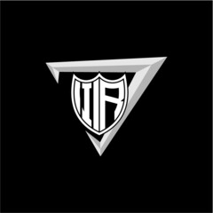 initial letter I R shield shape with triangular decoration