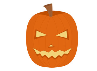 Halloween illustration of orange pumpkin with carved eyes and sharp teeth