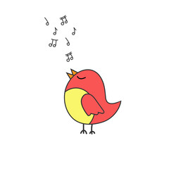 Vector illustration hand drawn singing bird