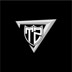 initial letter T Z shield shape with triangular decoration