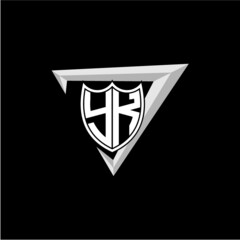 initial letter Y K shield shape with triangular decoration