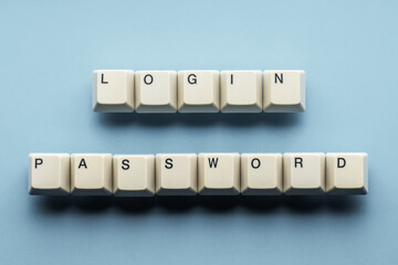 Login and password consist of keyboard keys. Secure login, concept