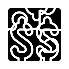 money puzzle glyph icon vector. money puzzle sign. isolated contour symbol black illustration