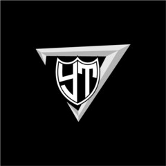 initial letter Y T shield shape with triangular decoration