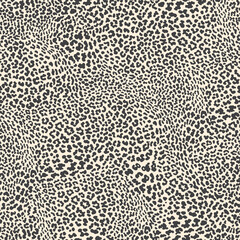 Vector animalistic seamless pattern from leopard skin spots.
 Trendy black and beige background. Batik, wallpaper, wrapping paper, silk chintz textile print
 - obrazy, fototapety, plakaty