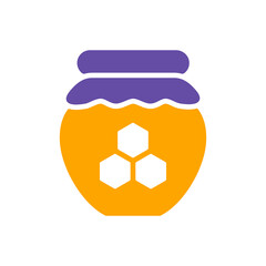 Jar with honey vector glyph icon. Farm animal sign