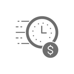 Vector quick loan, fast deposit grey icon.