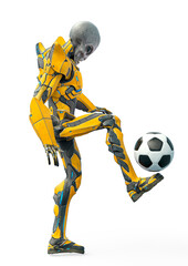 mega alien is playing football