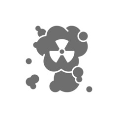 Radiation smell, hazardous waste, air pollution gray icon.