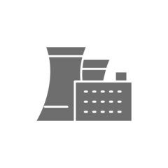 Thermal or nuclear power plant gray icon.