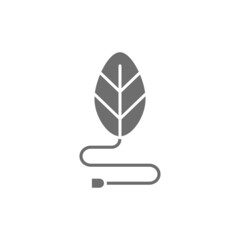 Green energy, alternative renewable energy gray icon.