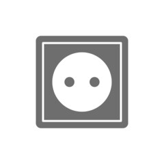 Fototapeta premium European power socket gray icon. Isolated on white background