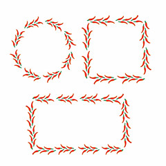 Obraz premium Vector frames with red peppers isolated on white background. Concept for menus, invitations, prints.