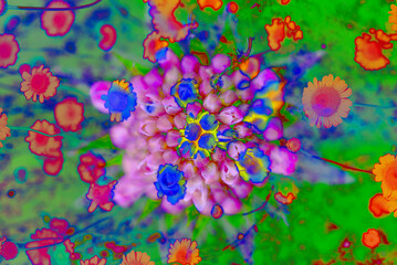Fototapeta na wymiar multicolored psychedelic floral pattern
