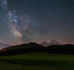 Milky way over Mountains