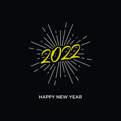 2022 Happy New Year greeting card. Logo numbers 2022 and text on light background Vector Illustration.