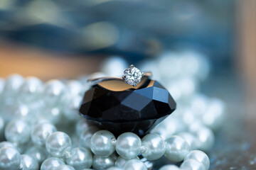 ring on blue background