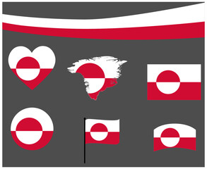 Greenland Flag Map Ribbon And Heart Icons Vector Illustration Abstract National Emblem Design Elements collection © belkas