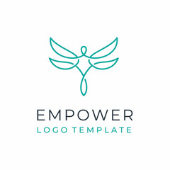 Artistic Abstract Beauty Dragonfly Butterfly for Woman Empower Logo Design