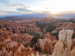 Beautiful sunrise of the Inspiration Point of Bryce Canyon National Park