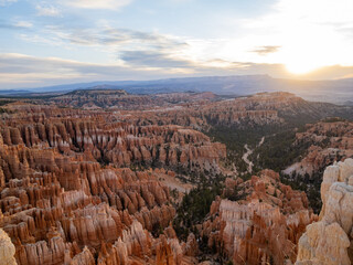 Beautiful sunrise of the Inspiration Point of Bryce Canyon National Park