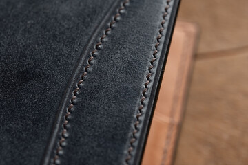 The surface of the leather fabric.