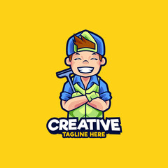 Cleaning Services logo design mascot illustration