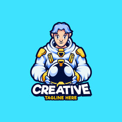 Astronaut logo design mascot illustration
